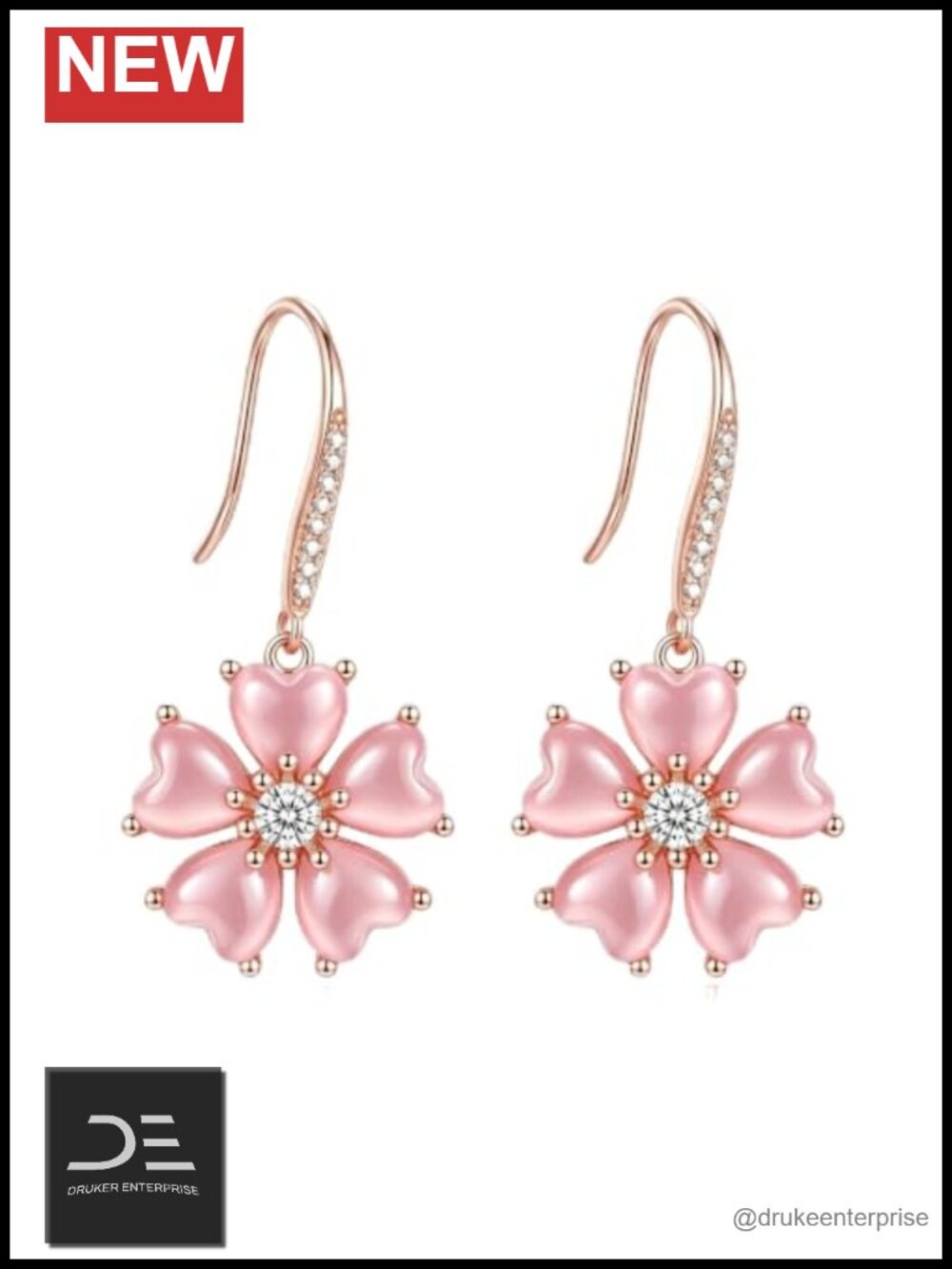 18K White Gold Plated Flower Earrings Drop & Dangle Hypoallergenic Jewelry Gifts